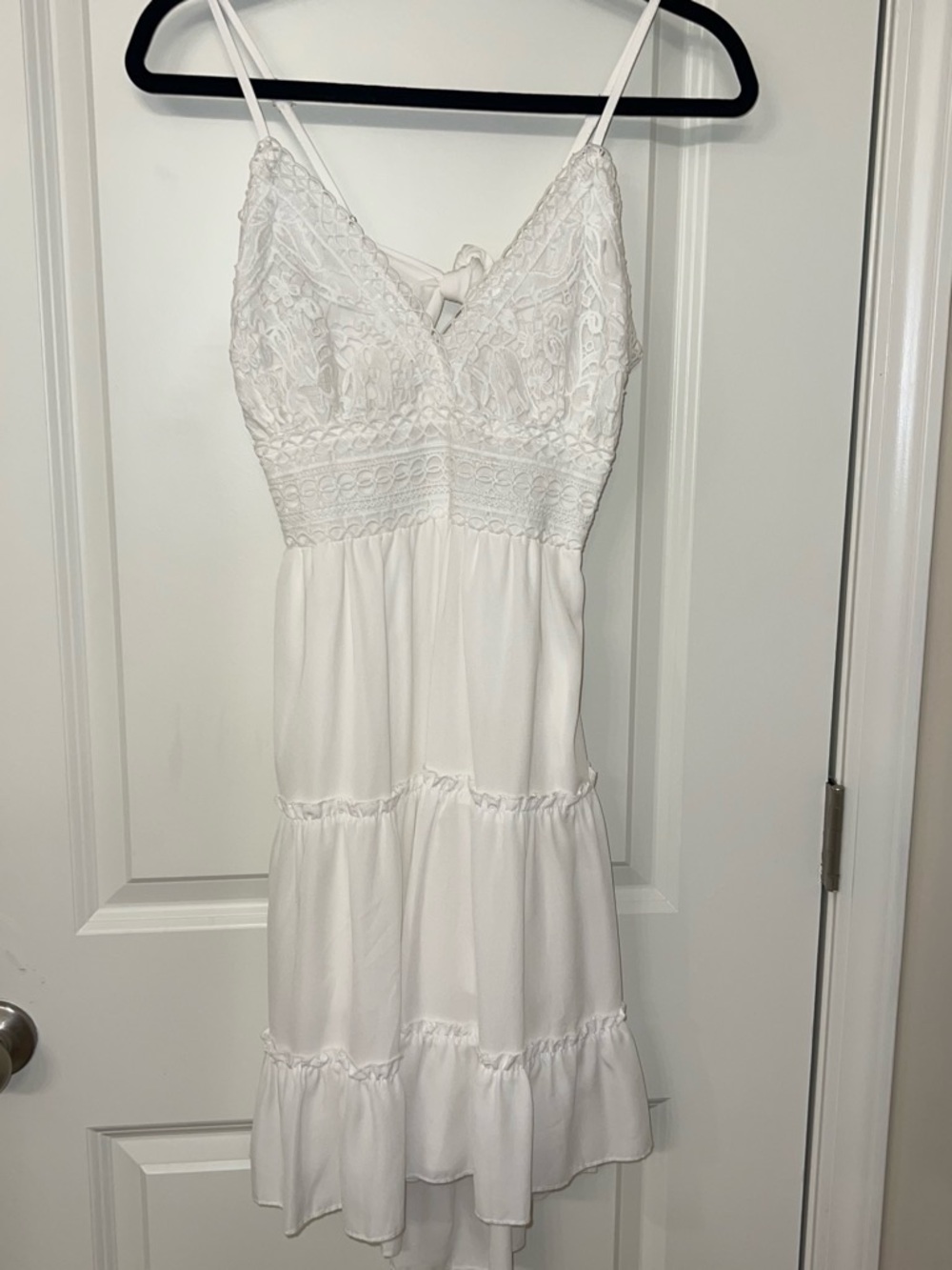 White Lace V-Neck Tiered Sundress
